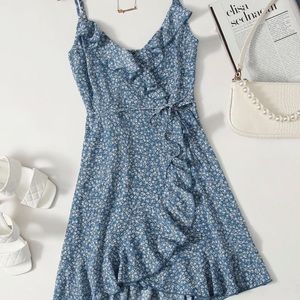 Blue floral wrap dress - NEW